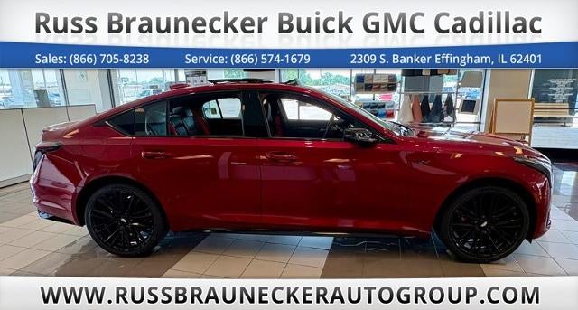 2026 Cadillac CT5-V Base in Radiant Red Tintcoat — front three-quarter view