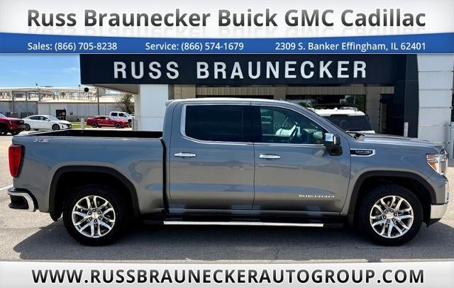 2022 GMC Sierra 1500 Limited SLT in Satin Steel Metallic — front three-quarter view