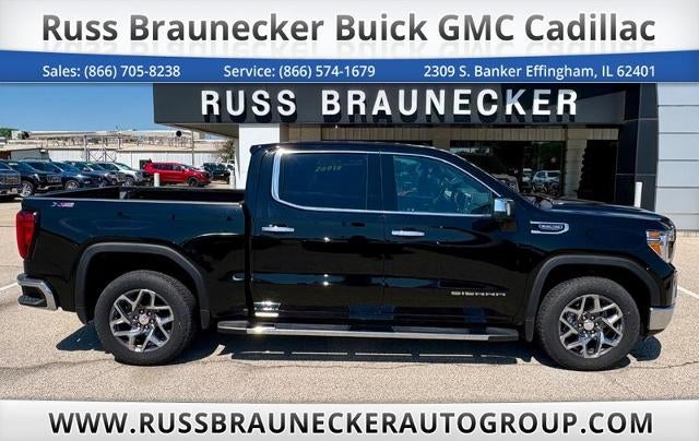 2021 GMC Sierra 1500 SLT in Onyx Black — front three-quarter view