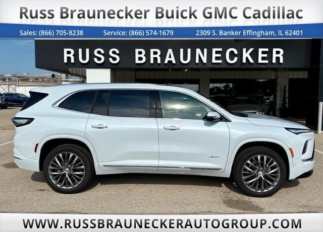 2026 Buick Enclave Avenir in Iridescent White Tricoat — front three-quarter view