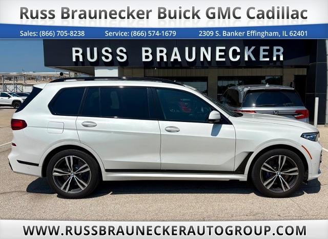 2020 BMW X7 M50i in White — front three-quarter view